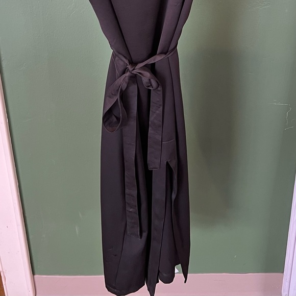 Mink pink lace, short sleeve blouse layered over black dress - Picture 2 of 4